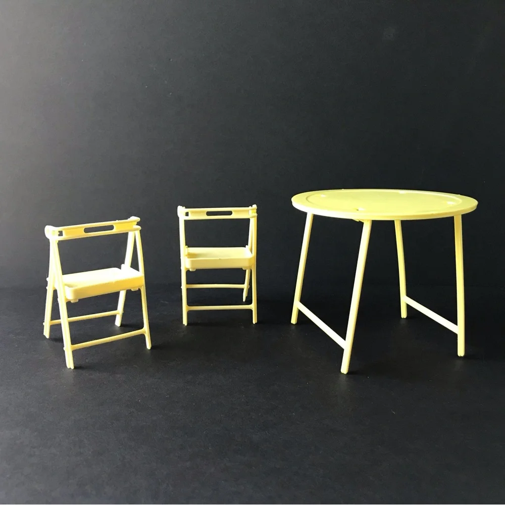 Vintage Barbie Yellow Folding Table and Chairs Set